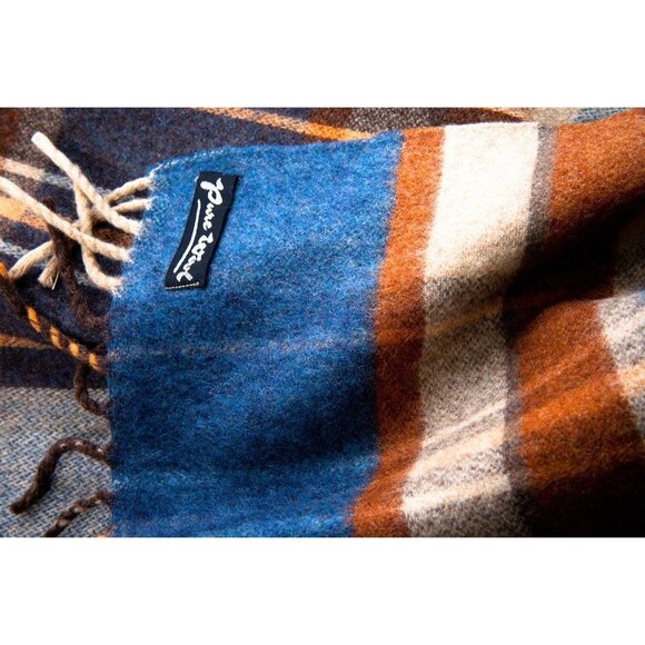 Vtg Pure Wool Blue Plaid Scarf Made In West Germany Saks Fifth Avenue 100% Wool - Picture 3 of 5